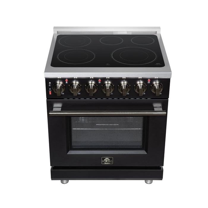 Forno Massimo 30 Inch Freestanding Electric Range, 5 Radiant Burners, 4.32 Cu. Ft. True Convection Oven, Air Fryer Kit, Black - FFSEL6020-30BLK