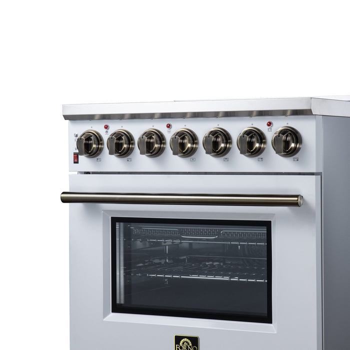 Forno Massimo 30 Inch Freestanding Electric Range, 5 Radiant Burners, 4.32 Cu. Ft. True Convection Oven, Air Fryer Kit, White - FFSEL6020-30WHT