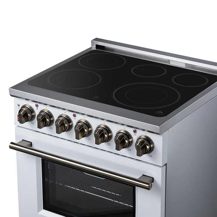 Forno Massimo 30 Inch Freestanding Electric Range, 5 Radiant Burners, 4.32 Cu. Ft. True Convection Oven, Air Fryer Kit, White - FFSEL6020-30WHT
