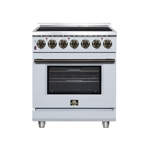 Forno Massimo 30 Inch Freestanding Electric Range, 5 Radiant Burners, 4.32 Cu. Ft. True Convection Oven, Air Fryer Kit, White - FFSEL6020-30WHT