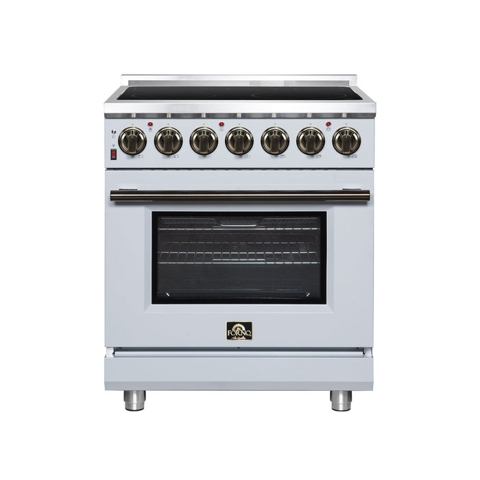 Forno Massimo 30 Inch Freestanding Electric Range, 5 Radiant Burners, 4.32 Cu. Ft. True Convection Oven, Air Fryer Kit, White - FFSEL6020-30WHT