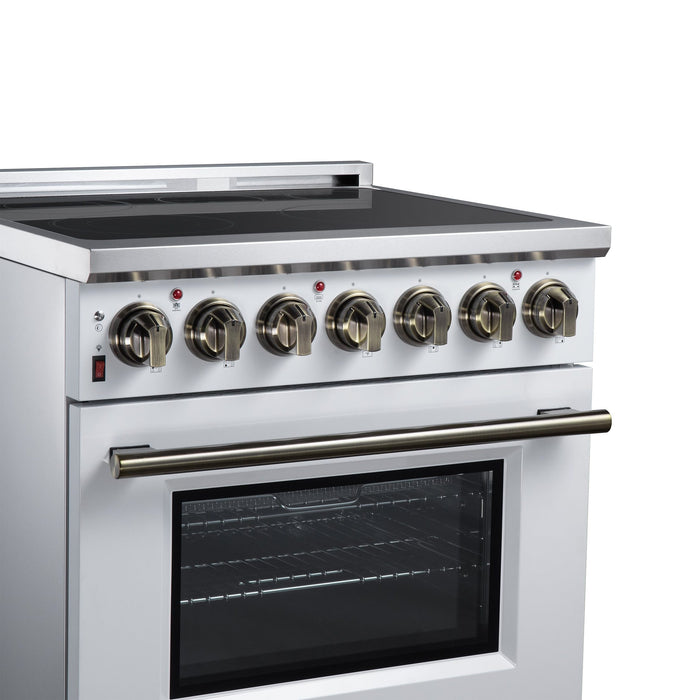 Forno Massimo 30 Inch Freestanding Electric Range, 5 Radiant Burners, 4.32 Cu. Ft. True Convection Oven, Air Fryer Kit, White - FFSEL6020-30WHT