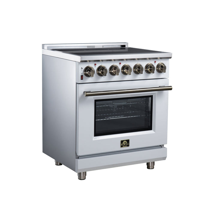 Forno Massimo 30 Inch Freestanding Electric Range, 5 Radiant Burners, 4.32 Cu. Ft. True Convection Oven, Air Fryer Kit, White - FFSEL6020-30WHT
