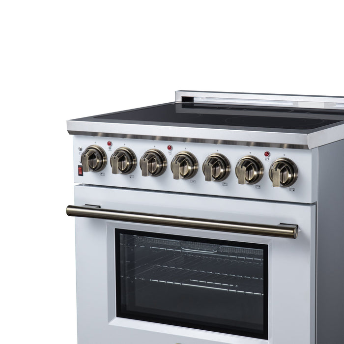 Forno Massimo 30 Inch Freestanding Electric Range, 5 Radiant Burners, 4.32 Cu. Ft. True Convection Oven, Air Fryer Kit, White - FFSEL6020-30WHT