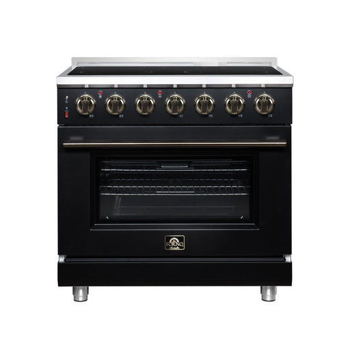 Forno Massimo 36 Inch Freestanding Electric Range, 5 Radiant Burners, 5.36 Cu. Ft. True Convection Oven, Air Fryer Kit, Black - FFSEL6020-36BLK