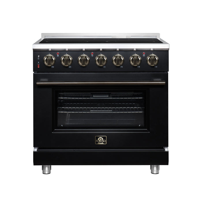 Forno Massimo 36 Inch Freestanding Electric Range, 5 Radiant Burners, 5.36 Cu. Ft. True Convection Oven, Air Fryer Kit, Black - FFSEL6020-36BLK