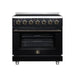 Forno Massimo 36 Inch Freestanding Electric Range, 5 Radiant Burners, 5.36 Cu. Ft. True Convection Oven, Air Fryer Kit, Black - FFSEL6020-36BLK