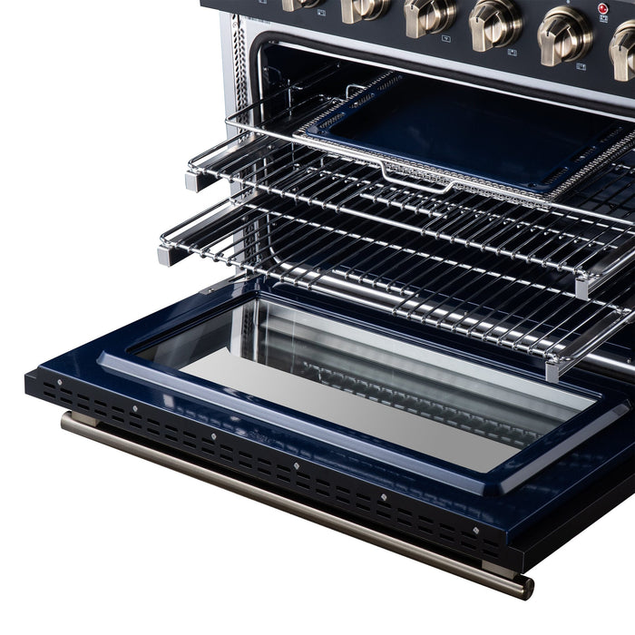 Forno Massimo 36 Inch Freestanding Electric Range, 5 Radiant Burners, 5.36 Cu. Ft. True Convection Oven, Air Fryer Kit, Black - FFSEL6020-36BLK