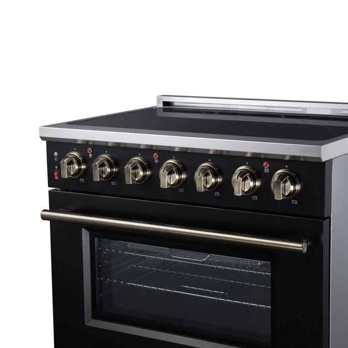Forno Massimo 36 Inch Freestanding Electric Range, 5 Radiant Burners, 5.36 Cu. Ft. True Convection Oven, Air Fryer Kit, Black - FFSEL6020-36BLK