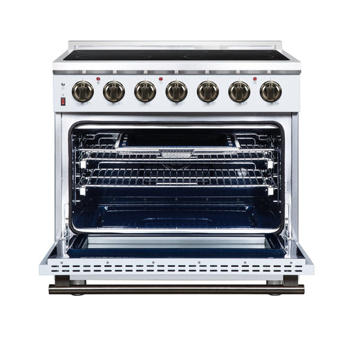 Forno Massimo 36 Inch Freestanding Electric Range, 5 Radiant Burners, 5.36 Cu. Ft. True Convection Oven, Air Fryer Kit, White - FFSEL6020-36WHT