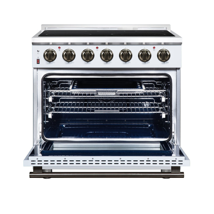 Forno Massimo 36 Inch Freestanding Electric Range, 5 Radiant Burners, 5.36 Cu. Ft. True Convection Oven, Air Fryer Kit, White - FFSEL6020-36WHT