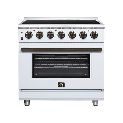 Forno Massimo 36 Inch Freestanding Electric Range, 5 Radiant Burners, 5.36 Cu. Ft. True Convection Oven, Air Fryer Kit, White - FFSEL6020-36WHT