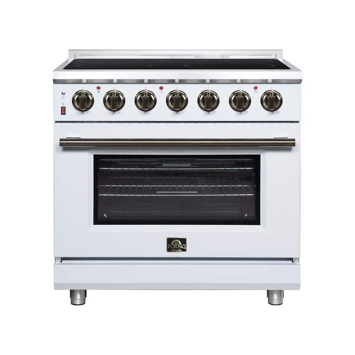 Forno Massimo 36 Inch Freestanding Electric Range, 5 Radiant Burners, 5.36 Cu. Ft. True Convection Oven, Air Fryer Kit, White - FFSEL6020-36WHT