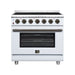 Forno Massimo 36 Inch Freestanding Electric Range, 5 Radiant Burners, 5.36 Cu. Ft. True Convection Oven, Air Fryer Kit, White - FFSEL6020-36WHT