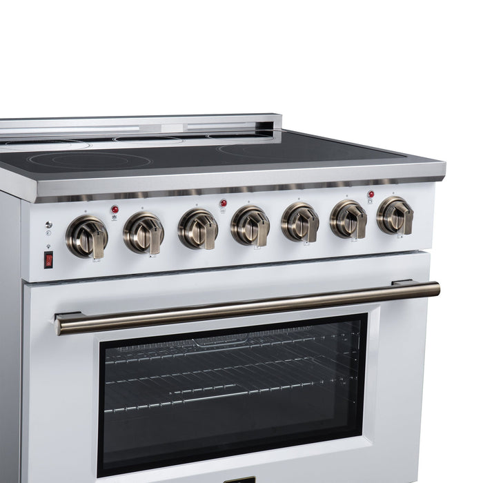 Forno Massimo 36 Inch Freestanding Electric Range, 5 Radiant Burners, 5.36 Cu. Ft. True Convection Oven, Air Fryer Kit, White - FFSEL6020-36WHT