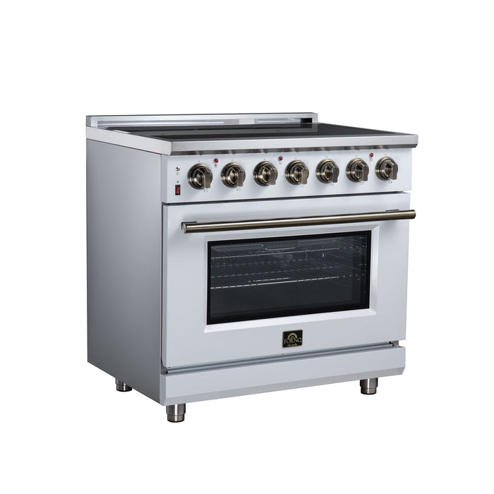 Forno Massimo 36 Inch Freestanding Electric Range, 5 Radiant Burners, 5.36 Cu. Ft. True Convection Oven, Air Fryer Kit, White - FFSEL6020-36WHT