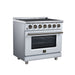 Forno Massimo 36 Inch Freestanding Electric Range, 5 Radiant Burners, 5.36 Cu. Ft. True Convection Oven, Air Fryer Kit, White - FFSEL6020-36WHT