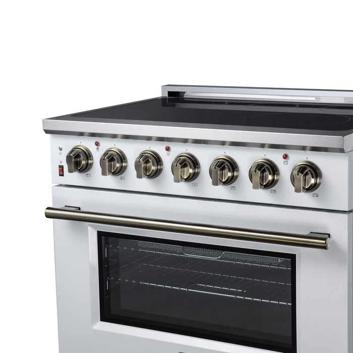 Forno Massimo 36 Inch Freestanding Electric Range, 5 Radiant Burners, 5.36 Cu. Ft. True Convection Oven, Air Fryer Kit, White - FFSEL6020-36WHT