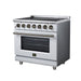 Forno Massimo 36 Inch Freestanding Electric Range, 5 Radiant Burners, 5.36 Cu. Ft. True Convection Oven, Air Fryer Kit, White - FFSEL6020-36WHT