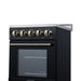 Forno Pallerano 20 Inch Freestanding Electric Range in Black with Antique Brass, Compact Design