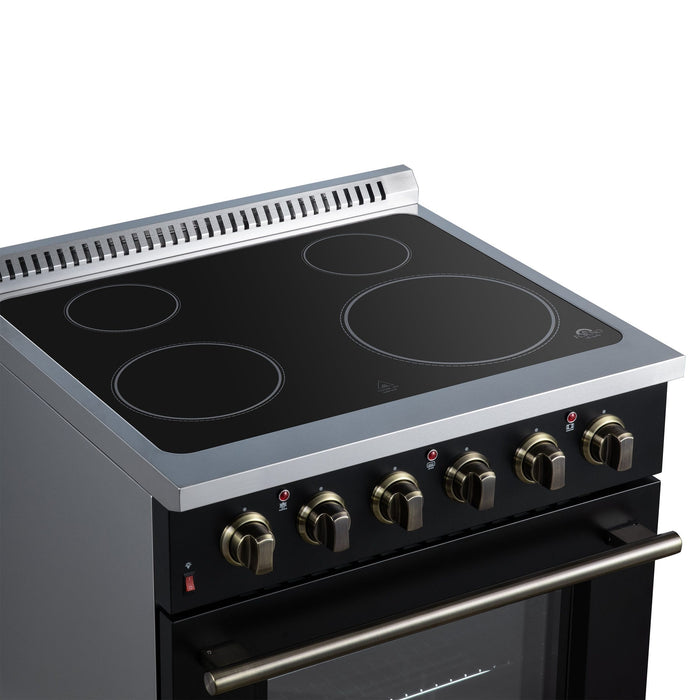Forno Galiano 30 Inch Freestanding Electric Range, 4 Radiant Burners, 4.32 Cu. Ft. True Convection Oven, Air Fryer Kit, Black - FFSEL6083-30BLK