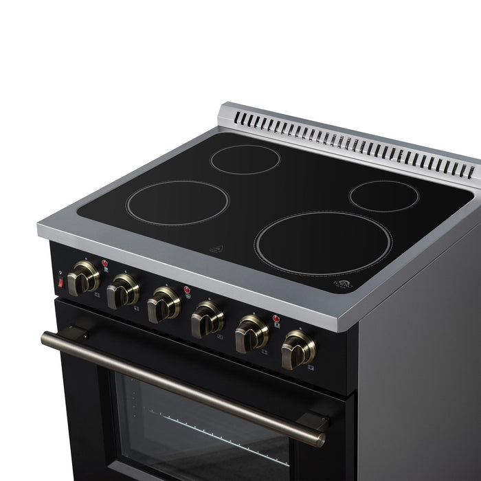 Forno Galiano 30 Inch Freestanding Electric Range, 4 Radiant Burners, 4.32 Cu. Ft. True Convection Oven, Air Fryer Kit, Black - FFSEL6083-30BLK