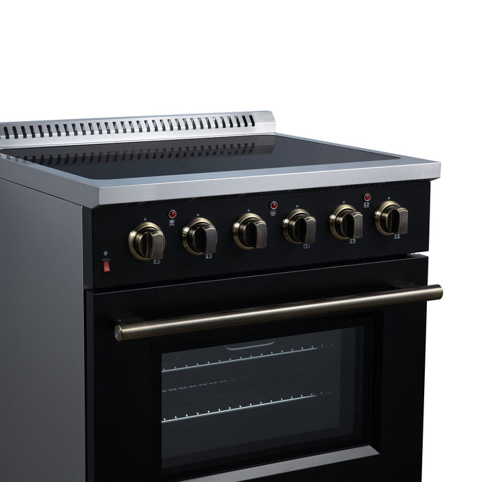 Forno Galiano 30 Inch Freestanding Electric Range, 4 Radiant Burners, 4.32 Cu. Ft. True Convection Oven, Air Fryer Kit, Black - FFSEL6083-30BLK