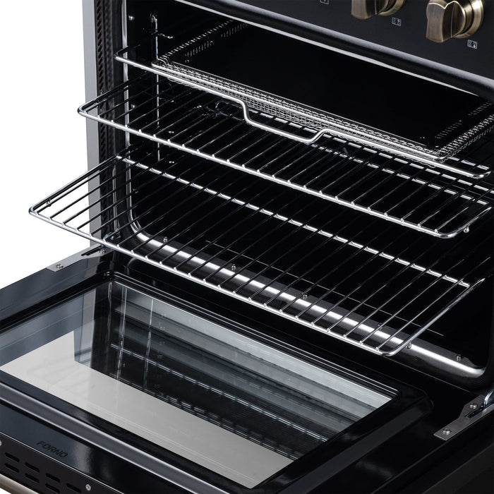 Forno Galiano 30 Inch Freestanding Electric Range, 4 Radiant Burners, 4.32 Cu. Ft. True Convection Oven, Air Fryer Kit, Black - FFSEL6083-30BLK