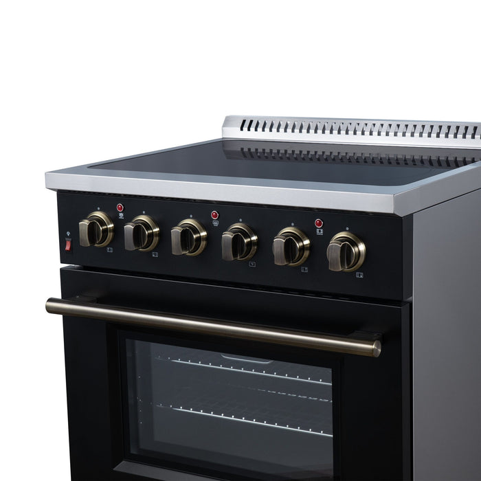 Forno Galiano 30 Inch Freestanding Electric Range, 4 Radiant Burners, 4.32 Cu. Ft. True Convection Oven, Air Fryer Kit, Black - FFSEL6083-30BLK