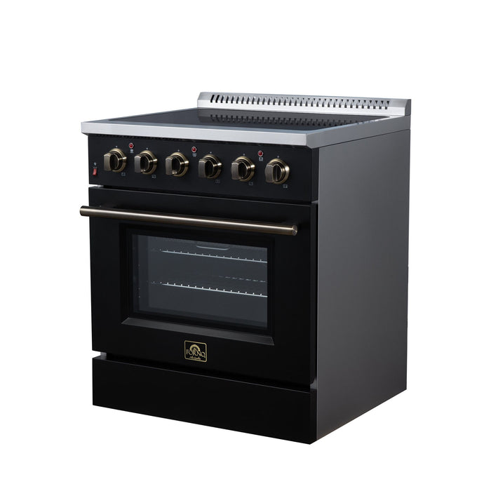 Forno Galiano 30 Inch Freestanding Electric Range, 4 Radiant Burners, 4.32 Cu. Ft. True Convection Oven, Air Fryer Kit, Black - FFSEL6083-30BLK