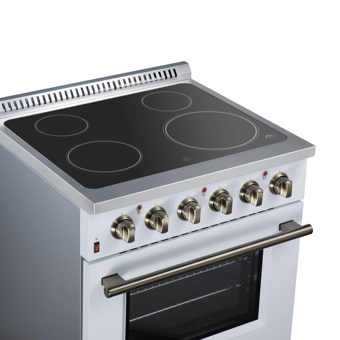 Forno Galiano 30 Inch Freestanding Electric Range, 4 Radiant Burners, 4.32 Cu. Ft. True Convection Oven, Air Fryer Kit, White - FFSEL6083-30WHT