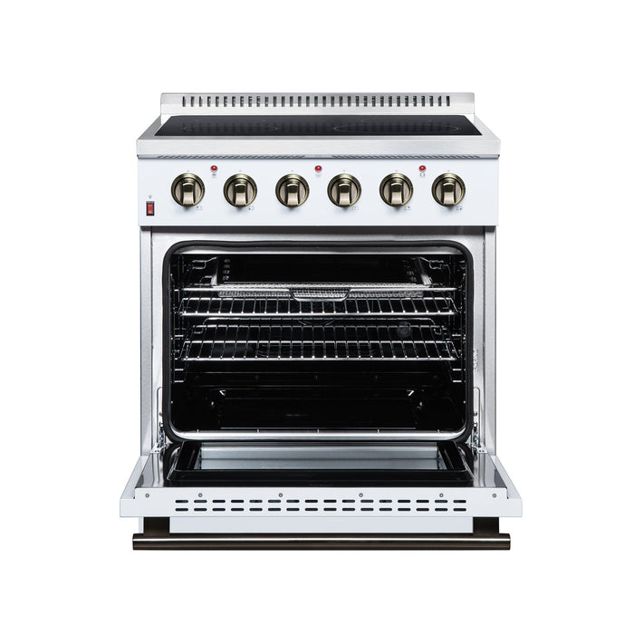 Forno Galiano 30 Inch Freestanding Electric Range, 4 Radiant Burners, 4.32 Cu. Ft. True Convection Oven, Air Fryer Kit, White - FFSEL6083-30WHT