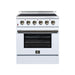 Forno Galiano 30 Inch Freestanding Electric Range, 4 Radiant Burners, 4.32 Cu. Ft. True Convection Oven, Air Fryer Kit, White - FFSEL6083-30WHT
