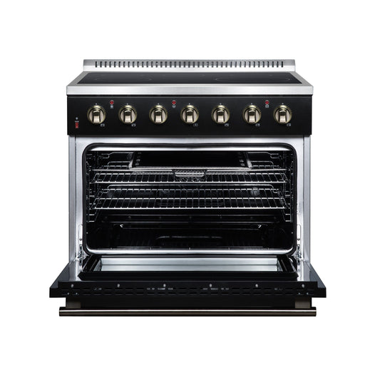 Forno Galiano 36 Inch Freestanding Electric Range, 5 Radiant Burners, 5.36 Cu. Ft. True Convection Oven, Air Fryer Kit, Black - FFSEL6083-36BLK