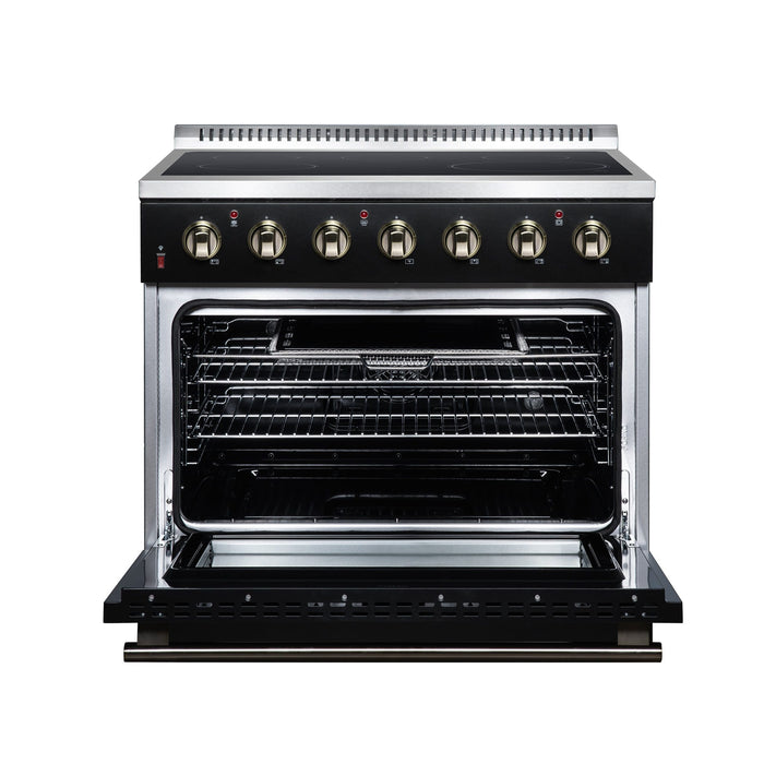 Forno Galiano 36 Inch Freestanding Electric Range, 5 Radiant Burners, 5.36 Cu. Ft. True Convection Oven, Air Fryer Kit, Black - FFSEL6083-36BLK