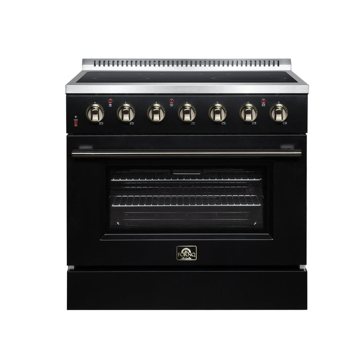 Forno Galiano 36 Inch Freestanding Electric Range, 5 Radiant Burners, 5.36 Cu. Ft. True Convection Oven, Air Fryer Kit, Black - FFSEL6083-36BLK