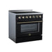 Forno Galiano 36 Inch Freestanding Electric Range, 5 Radiant Burners, 5.36 Cu. Ft. True Convection Oven, Air Fryer Kit, Black - FFSEL6083-36BLK