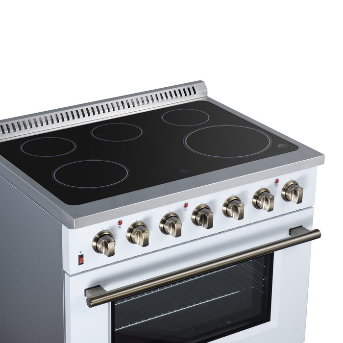 Forno Galiano 36 Inch Freestanding Electric Range, 5 Radiant Burners, 5.36 Cu. Ft. True Convection Oven, Air Fryer Kit, White - FFSEL6083-36WHT
