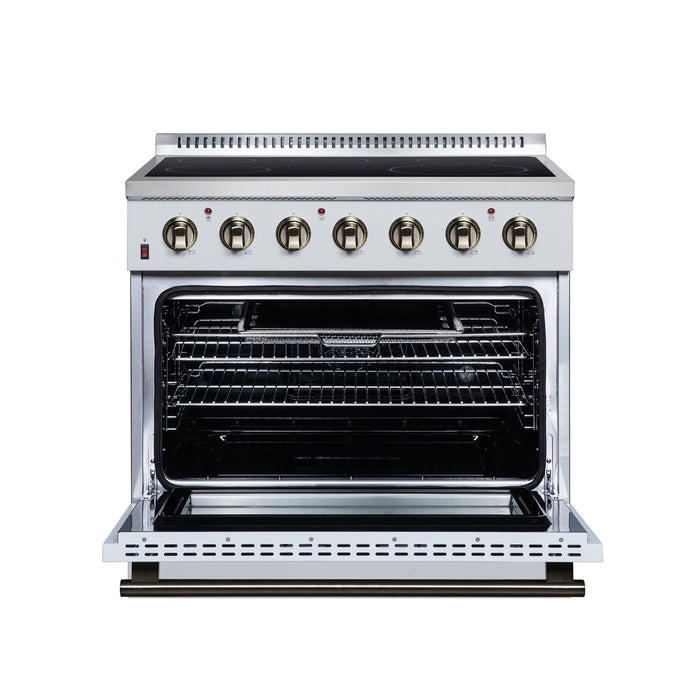 Forno Galiano 36 Inch Freestanding Electric Range, 5 Radiant Burners, 5.36 Cu. Ft. True Convection Oven, Air Fryer Kit, White - FFSEL6083-36WHT