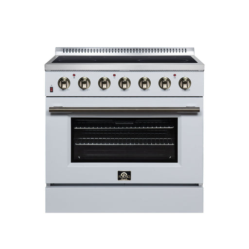 Forno Galiano 36 Inch Freestanding Electric Range, 5 Radiant Burners, 5.36 Cu. Ft. True Convection Oven, Air Fryer Kit, White - FFSEL6083-36WHT