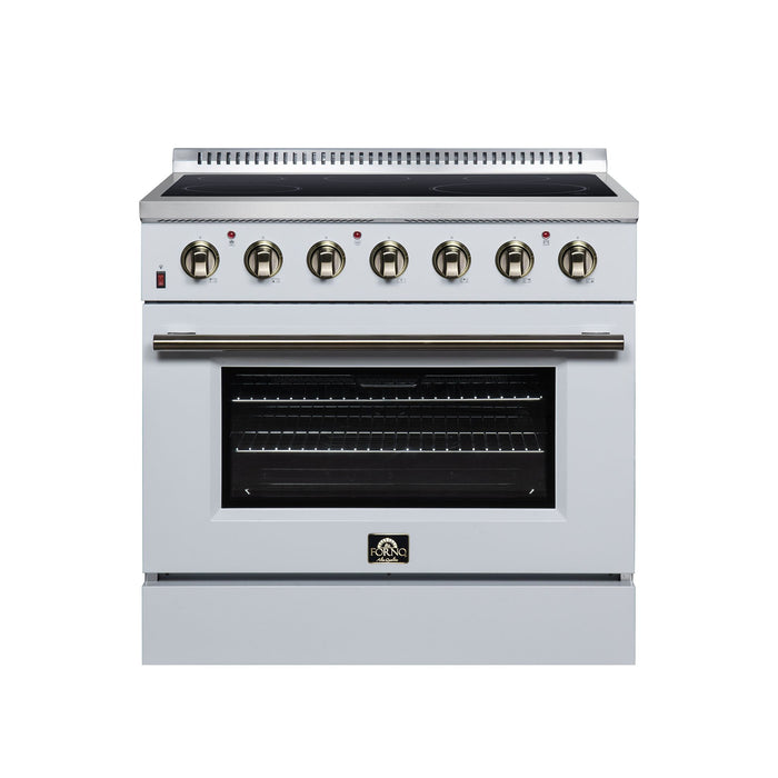 Forno Galiano 36 Inch Freestanding Electric Range, 5 Radiant Burners, 5.36 Cu. Ft. True Convection Oven, Air Fryer Kit, White - FFSEL6083-36WHT