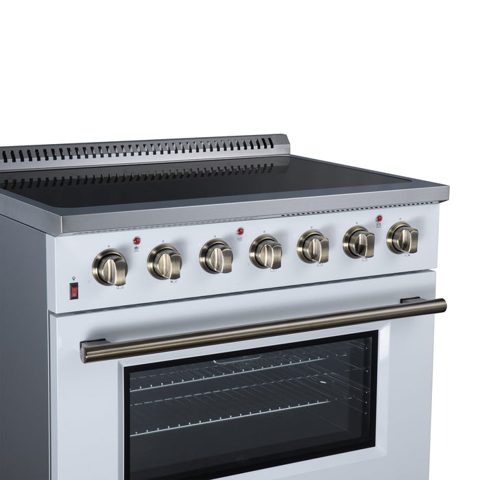 Forno Galiano 36 Inch Freestanding Electric Range, 5 Radiant Burners, 5.36 Cu. Ft. True Convection Oven, Air Fryer Kit, White - FFSEL6083-36WHT