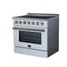 Forno Galiano 36 Inch Freestanding Electric Range, 5 Radiant Burners, 5.36 Cu. Ft. True Convection Oven, Air Fryer Kit, White - FFSEL6083-36WHT