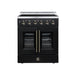Forno Galiano 30 Inch French Door Electric Range, 4 Radiant Burners, 4.32 Cu. Ft. True Convection Oven, Air Fryer Kit, Black - FFSEL6917-30BLK
