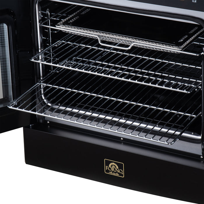 Forno Galiano 30 Inch French Door Electric Range, 4 Radiant Burners, 4.32 Cu. Ft. True Convection Oven, Air Fryer Kit, Black - FFSEL6917-30BLK