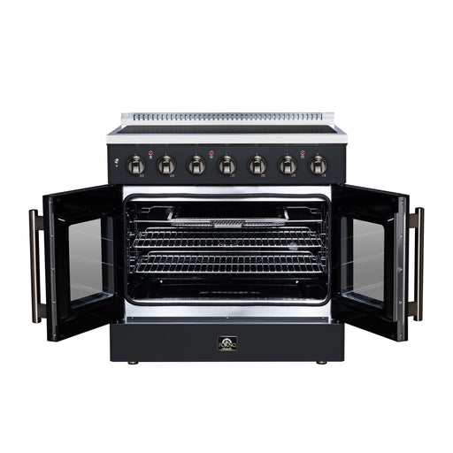 Forno Galiano 36 Inch French Door Electric Range, 5 Radiant Burners, 5.36 Cu. Ft. True Convection Oven, Air Fryer Kit, Black - FFSEL6917-36BLK
