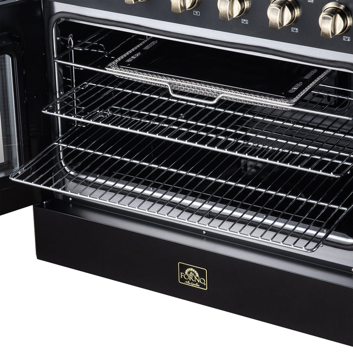 Forno Galiano 36 Inch French Door Electric Range, 5 Radiant Burners, 5.36 Cu. Ft. True Convection Oven, Air Fryer Kit, Black - FFSEL6917-36BLK