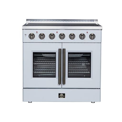 Forno Galiano 36 Inch French Door Electric Range, 5 Radiant Burners, 5.36 Cu. Ft. True Convection Oven, Air Fryer Kit, White - FFSEL6917-36WHT