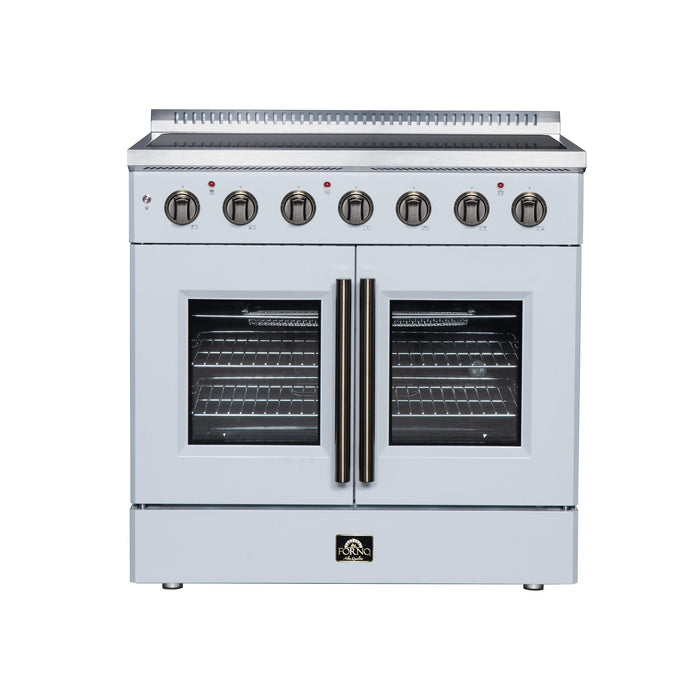 Forno Galiano 36 Inch French Door Electric Range, 5 Radiant Burners, 5.36 Cu. Ft. True Convection Oven, Air Fryer Kit, White - FFSEL6917-36WHT