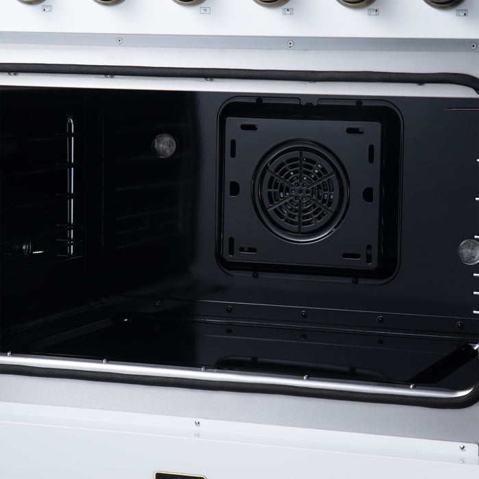 Forno Galiano 36 Inch French Door Electric Range, 5 Radiant Burners, 5.36 Cu. Ft. True Convection Oven, Air Fryer Kit, White - FFSEL6917-36WHT